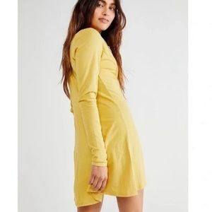 NEW Free People Beach Miles of Henley Yellow Mini Dress Size Medium